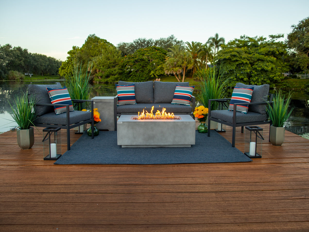 Juno 4 Piece Outdoor Furniture Conversation Set with 42" Rectangular F