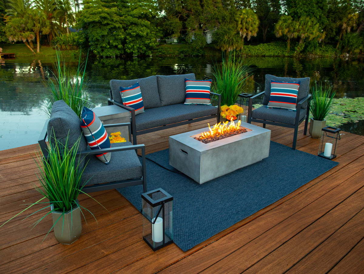 Juno 4 Piece Outdoor Furniture Conversation Set with 42" Rectangular F