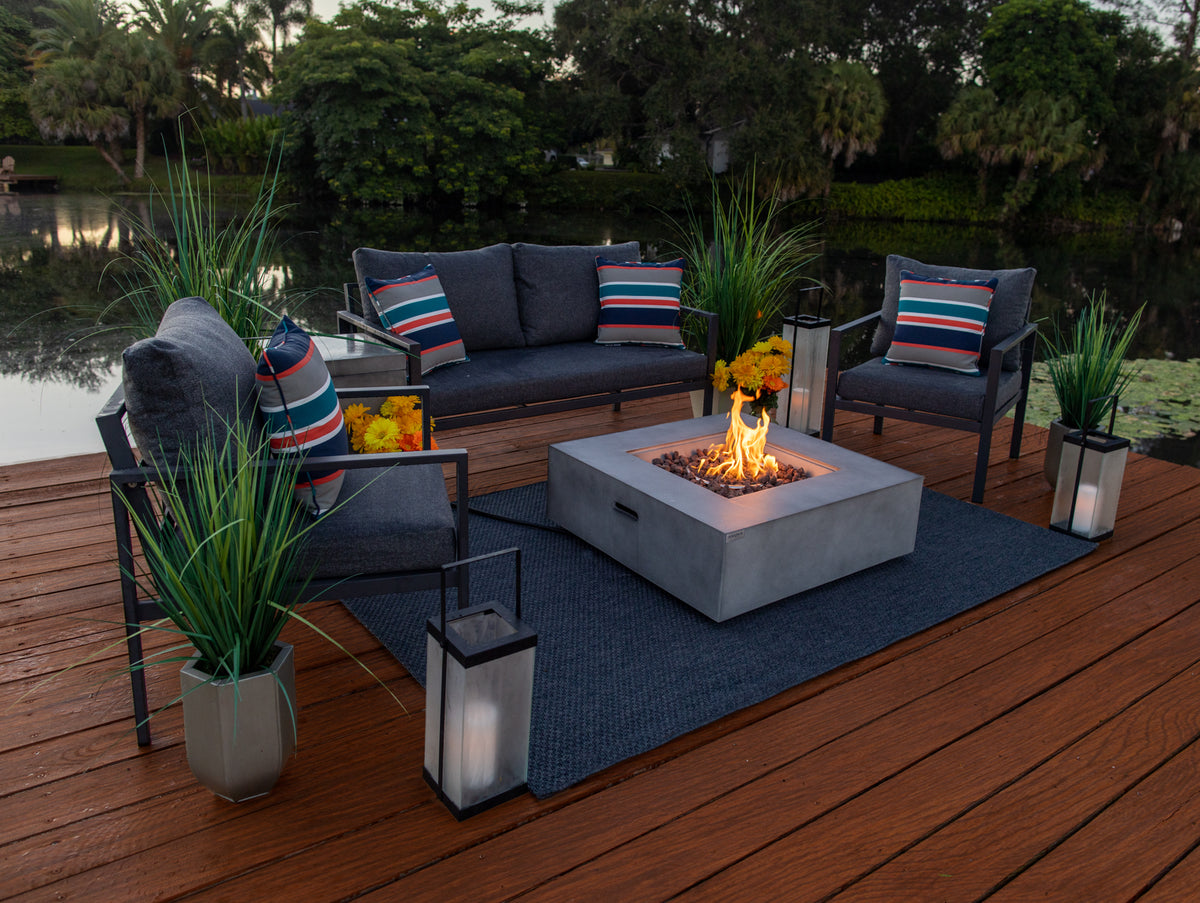 Juno 4 Piece Outdoor Furniture Conversation Set with 35" Fire Pit Tabl