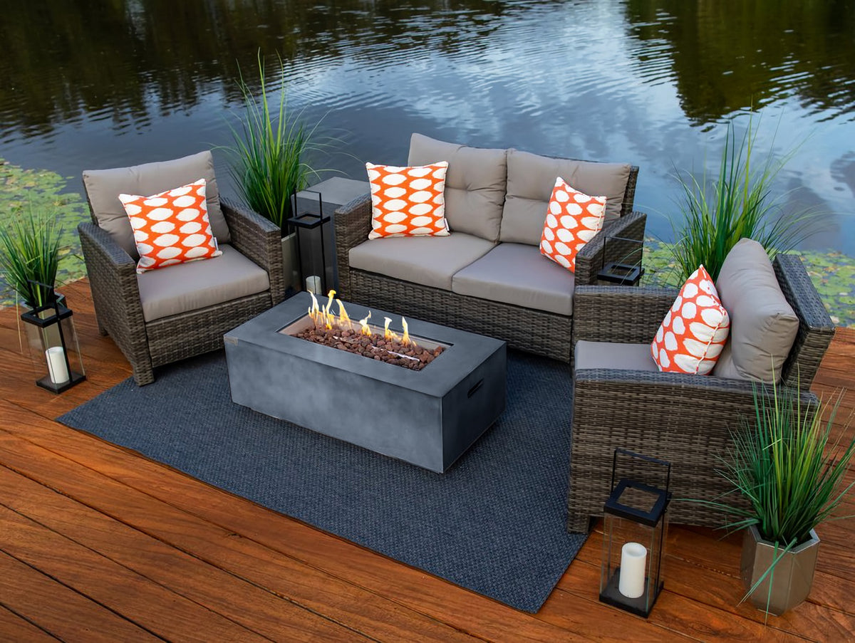 Bari 4 Piece Outdoor Furniture Conversation Set with 30 Bowl Fire Pit Table