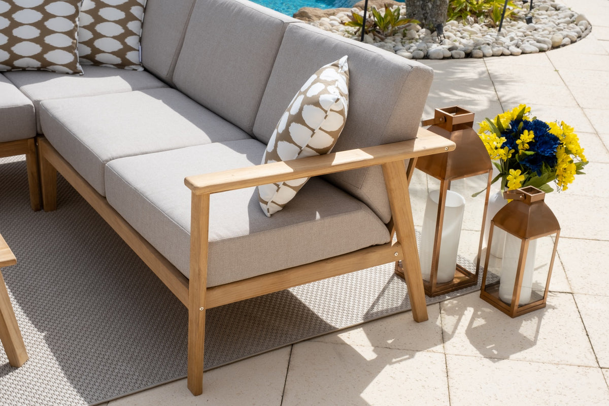 Laguna 4 Piece Outdoor Patio Conversation Sectional Set in Eucalyptus