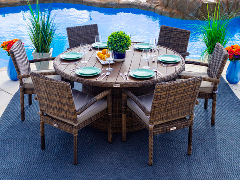 7 piece outdoor round shop dining set