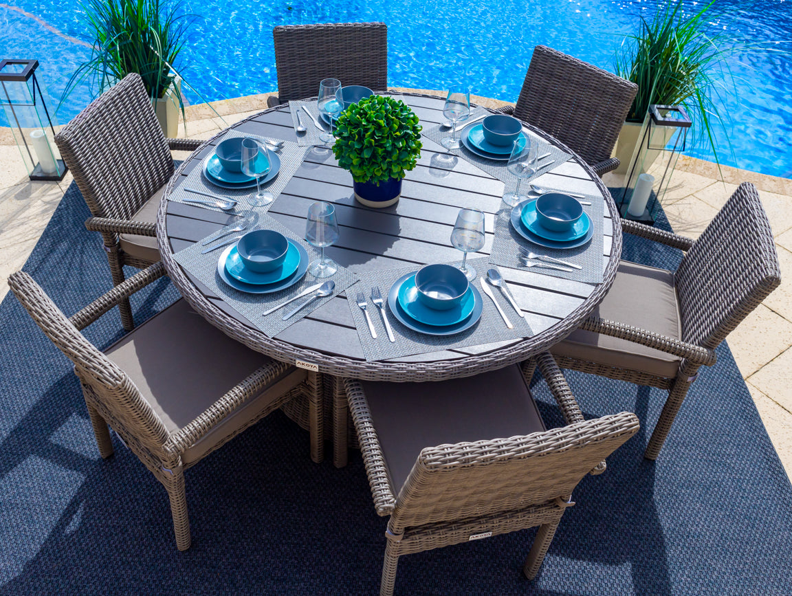 Tuscany Piece Round Outdoor Dining Table Set in Gray