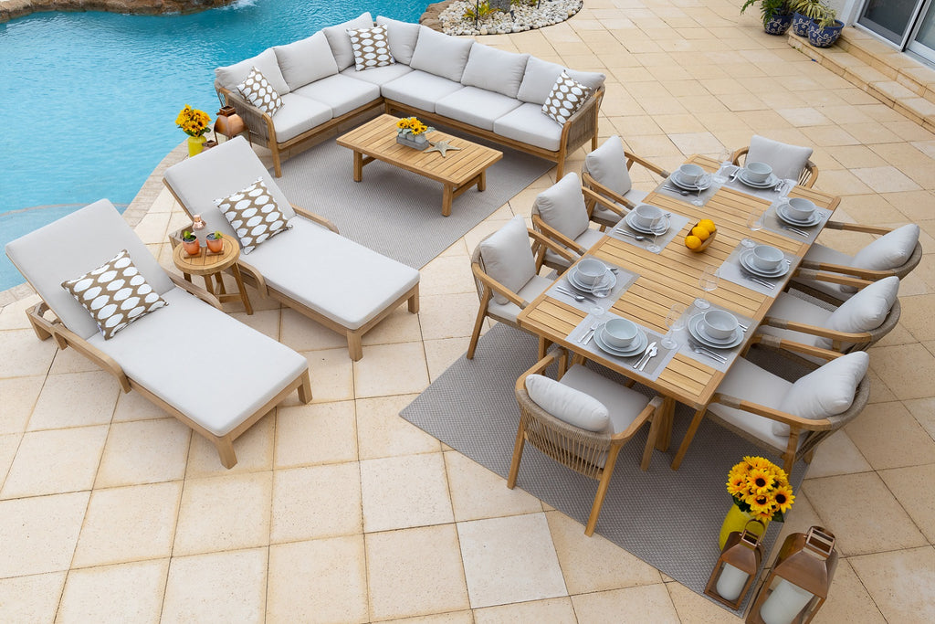 Rimini 15 Piece Outdoor Patio Furniture Combination Set in Teak