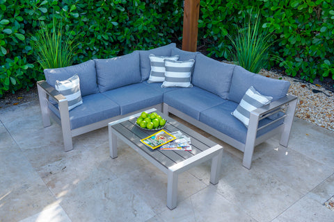 Grey corner outdoor discount sofa