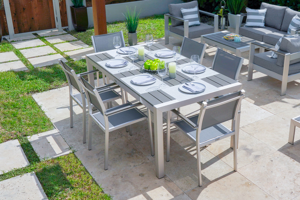 belvedere-14-piece-brushed-aluminum-combination-outdoor-furniture-set