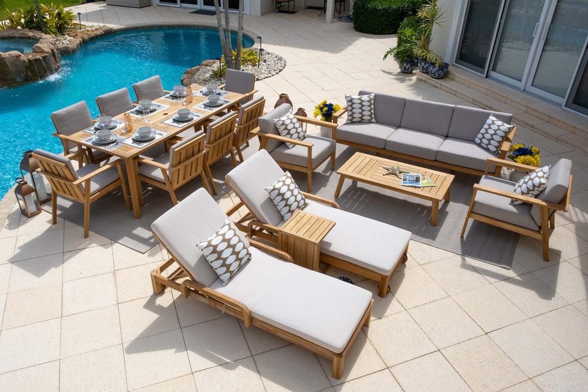 Laguna 16 Piece Outdoor Patio Furniture Combination Set in Teak